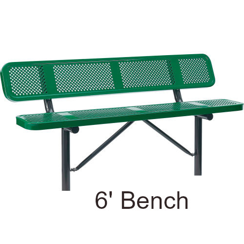 6' Perforated Steel Bench with Backrest (In-Ground Mounted)