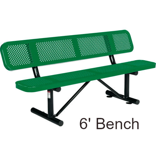 6' Perforated Steel Bench with Backrest (Surface Mounted)