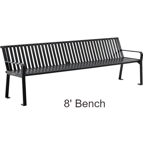 Global Industrial 8' Vertical Steel Slat Park Bench with Back