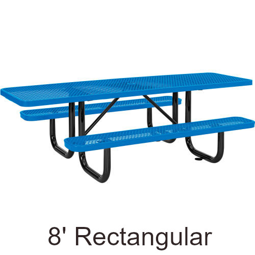 8' Rectangular ADA Compliant Expanded Steel Picnic Table with (2) Bench Seats