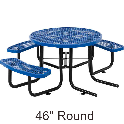 46 Inch Round ADA Compliant Expanded Steel Picnic Table with (3) Seats