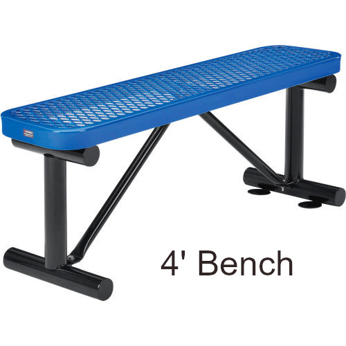 4' Expanded Steel Park Bench (Surface Mounted)