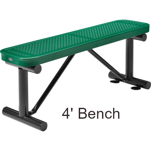 4' Perforated Steel Flat Bench (Surface Mounted)