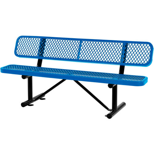 6 Foot Expanded Steel Park Bench with Backrest