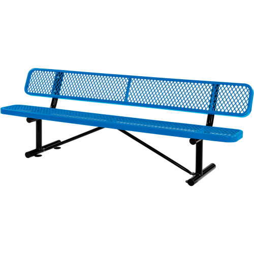 8 Foot Expanded Steel Park Bench with Back