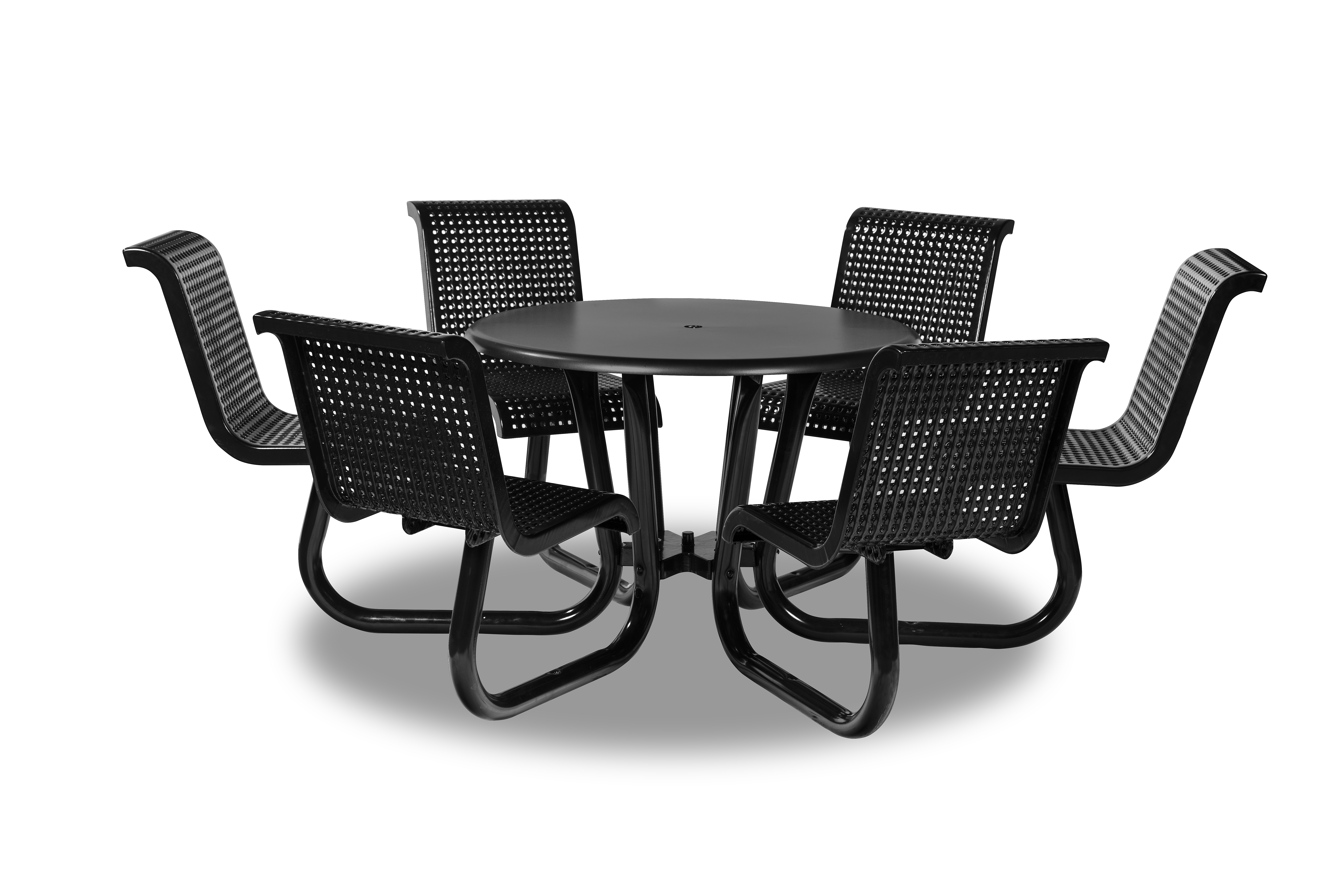 Camino 42 Inch Round Table with 6 Attached Contour Seats