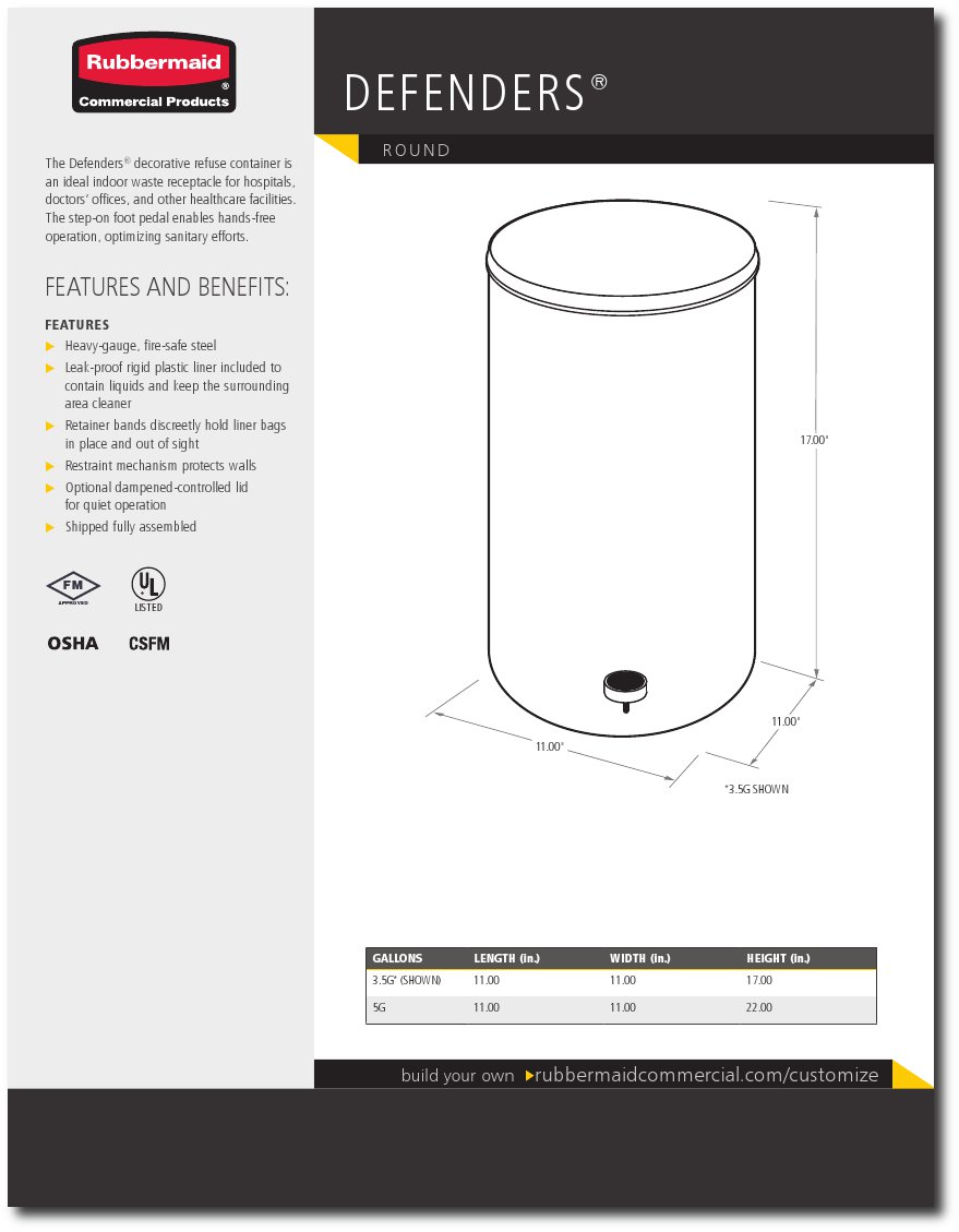Defenders Series Medical Step Cans Spec Sheets