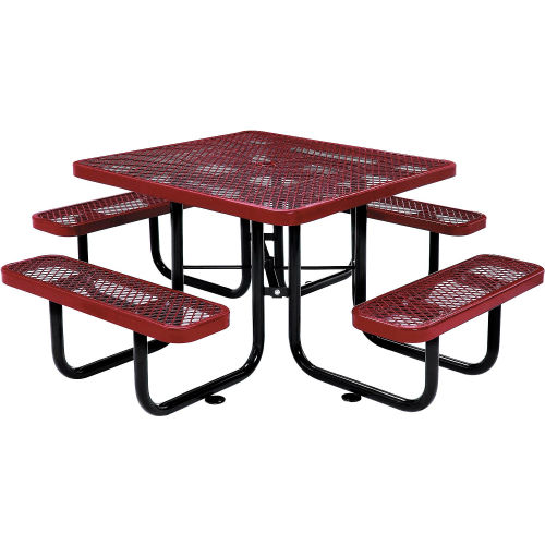 Square Expanded Steel Picnic Table with 4 Seats