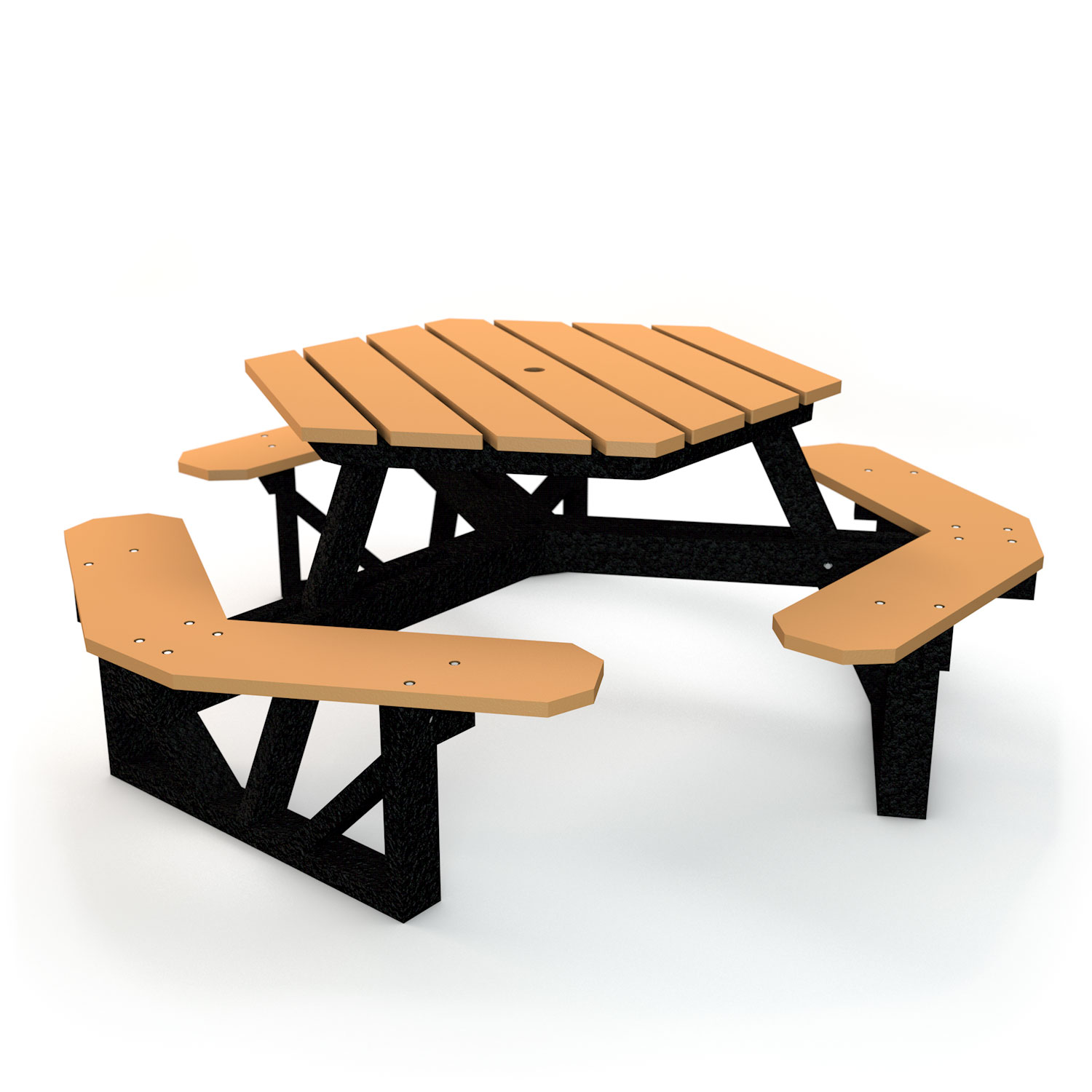 Recycled Plastic Lumber Hexagonal Picnic Table