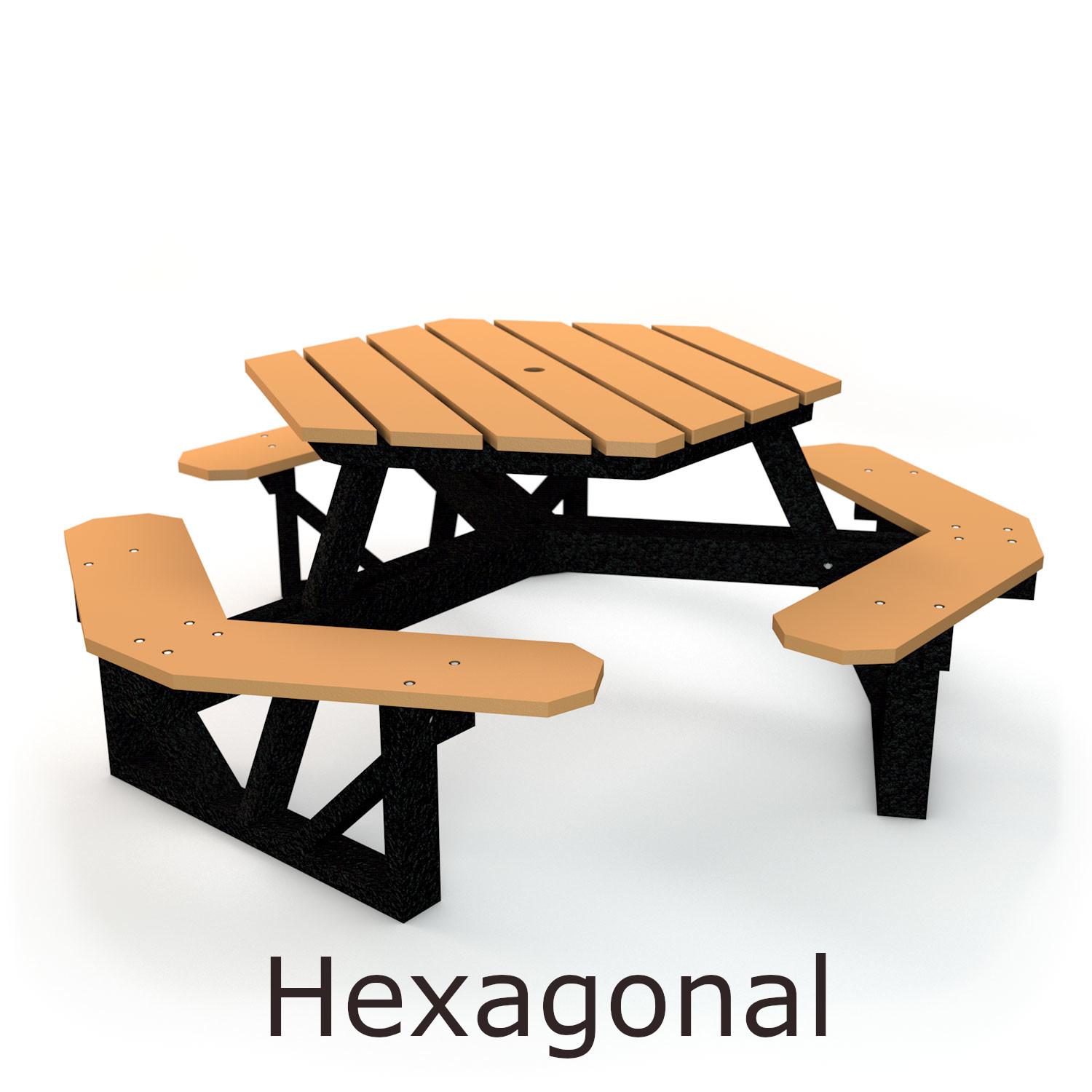 Recycled Plastic Lumber Hexagonal Picnic Table