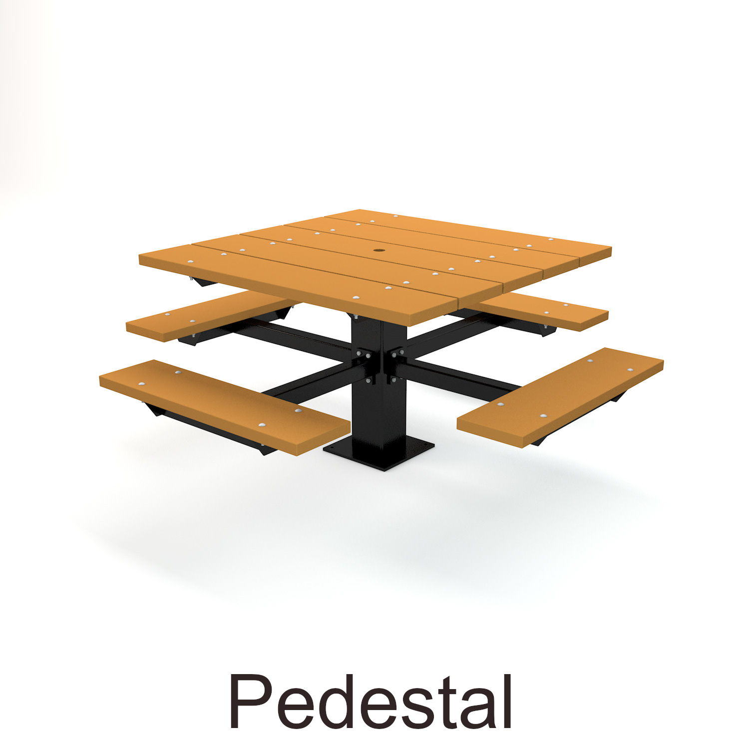 Square Inground Mounted Recycled Plastic Lumber Picnic Table