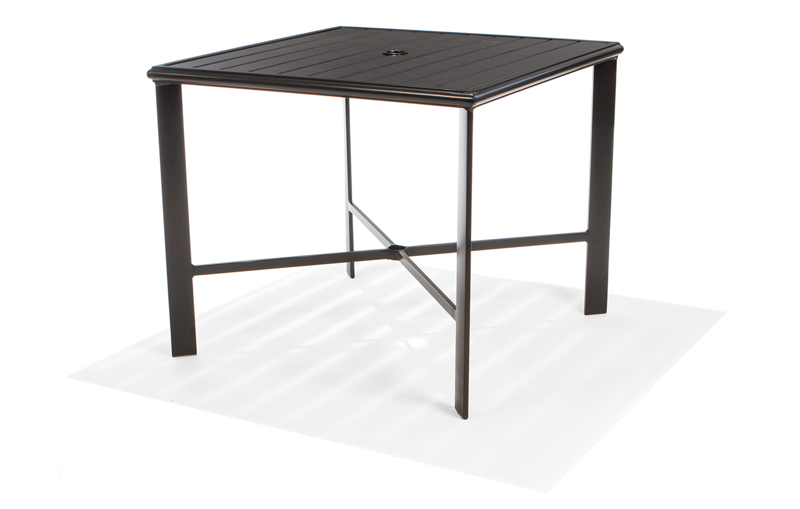 Fully Welded 34 Inch Square Aluminum Slat Dining Table