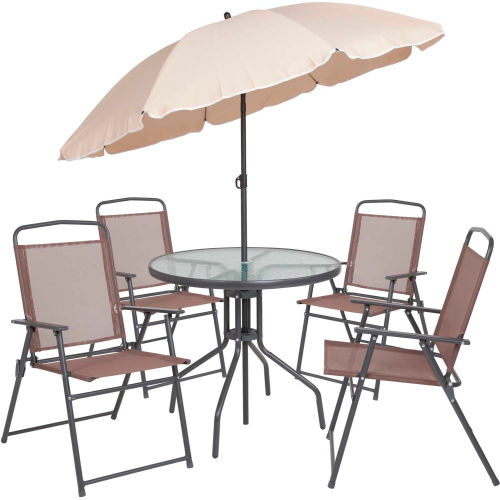 Nantucket 6-Piece Outdoor Dining Set with Umbrella