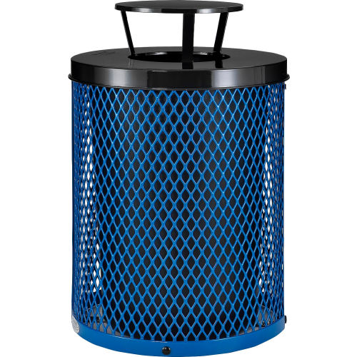 Global Industrial 36 Gallon Expanded Steel Trash Receptacle with Rain Bonnet Lid