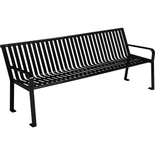 Global Industrial 6' Vertical Steel Slat Park Bench with Back