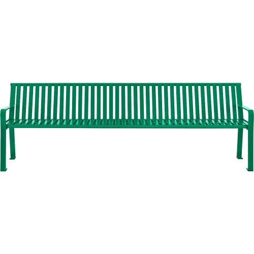 Global Industrial 8 Foot Vertical Steel Slat Park Bench with Back