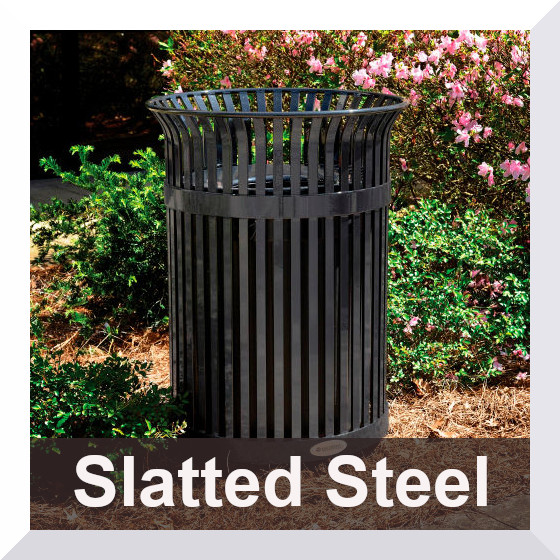 Slatted Steel Trash Receptacles