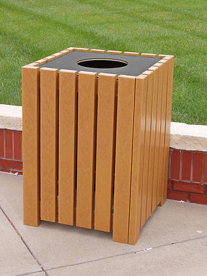 Heavy Duty Square 32 Gallon Recycled Plastic Trash Receptacle