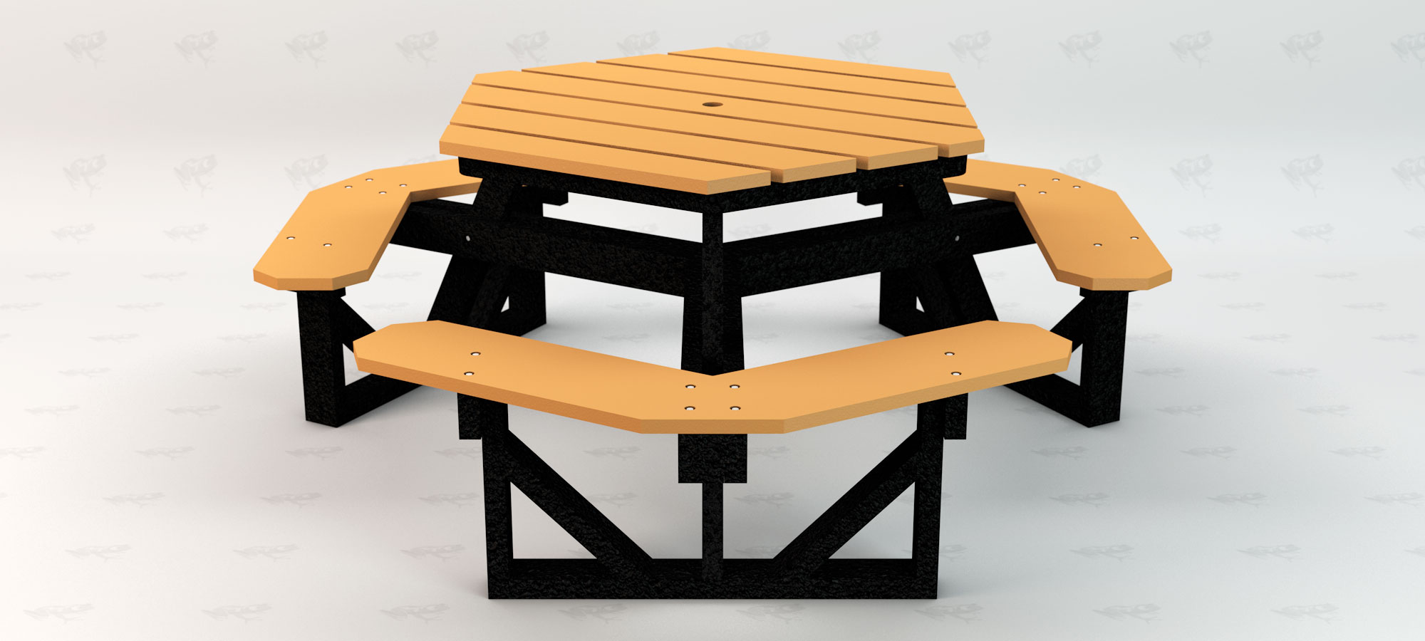 Frog Furnishings Hexagonal Recycled Plastic Resinwood Slat Picnic Table