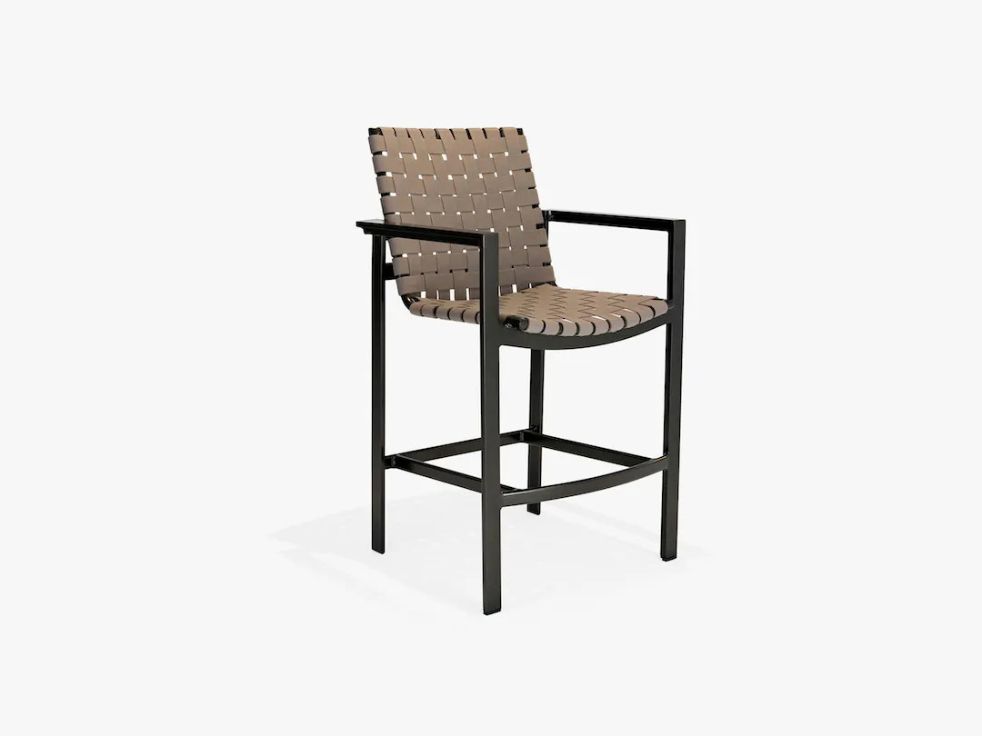 Meza Suncloth Weave Collection Bar Stool with Arms