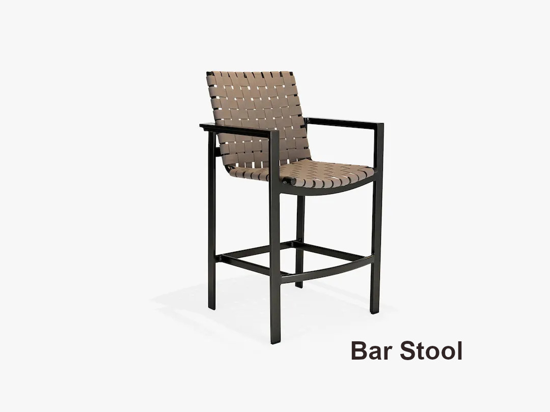 Meza Suncloth Weave Collection Bar Stool with Arms
