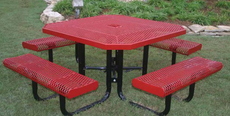 Octagonal Punched Steel Picnic Table with Rolled Edge Seats