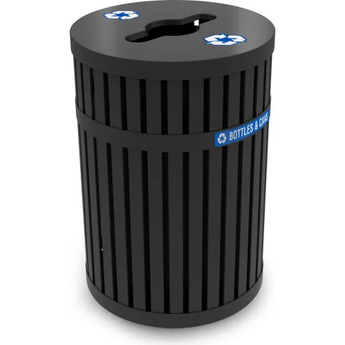 Parkview 45 Gallon Slatted Steel Recycling Receptacle with Open Top Lid