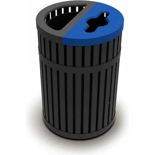 Parkview 45 Gallon Slatted Steel Receptacle with Recycling / Trash Lid