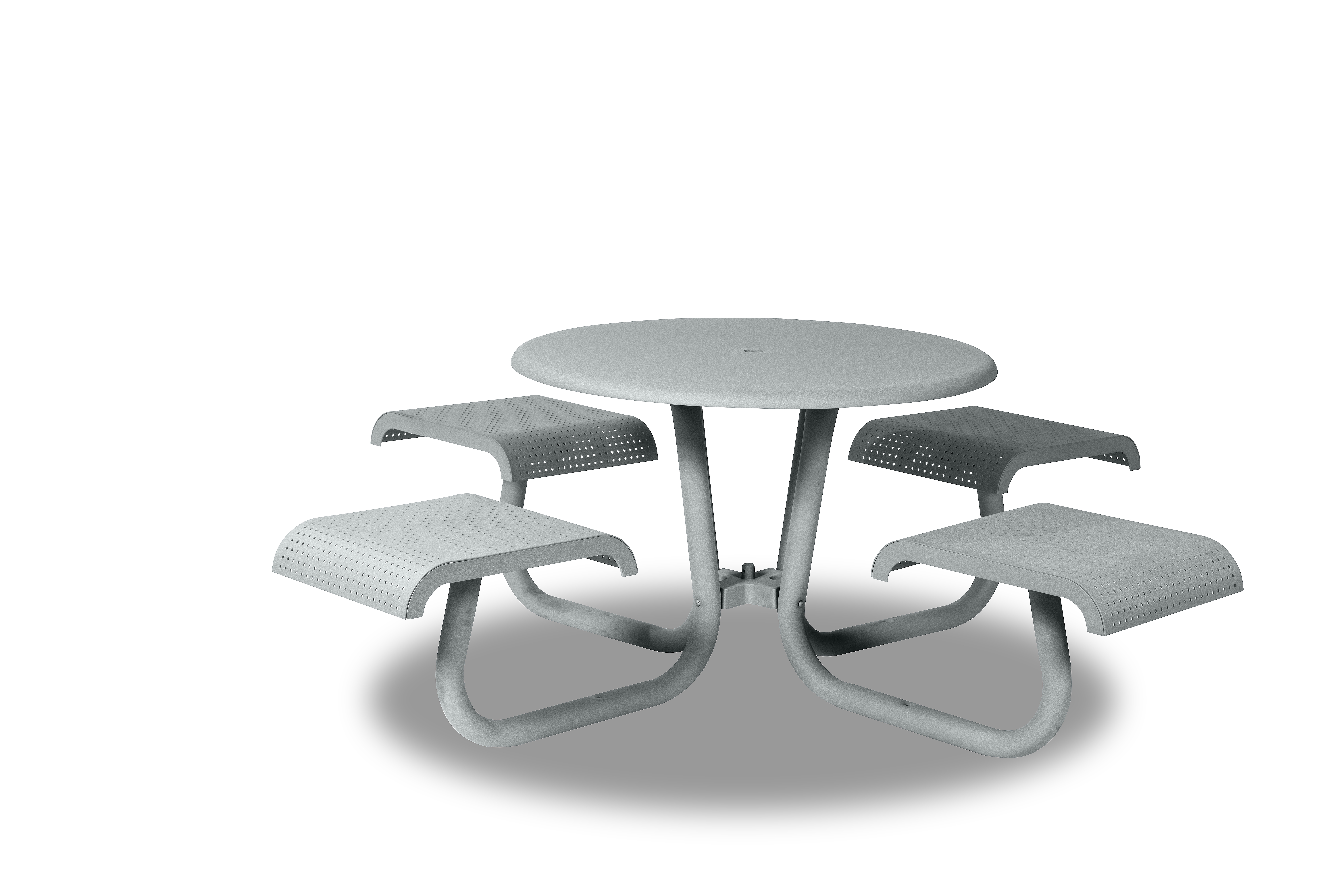 Portage 42 Inch Round Table with 4 Attached Flat Seats