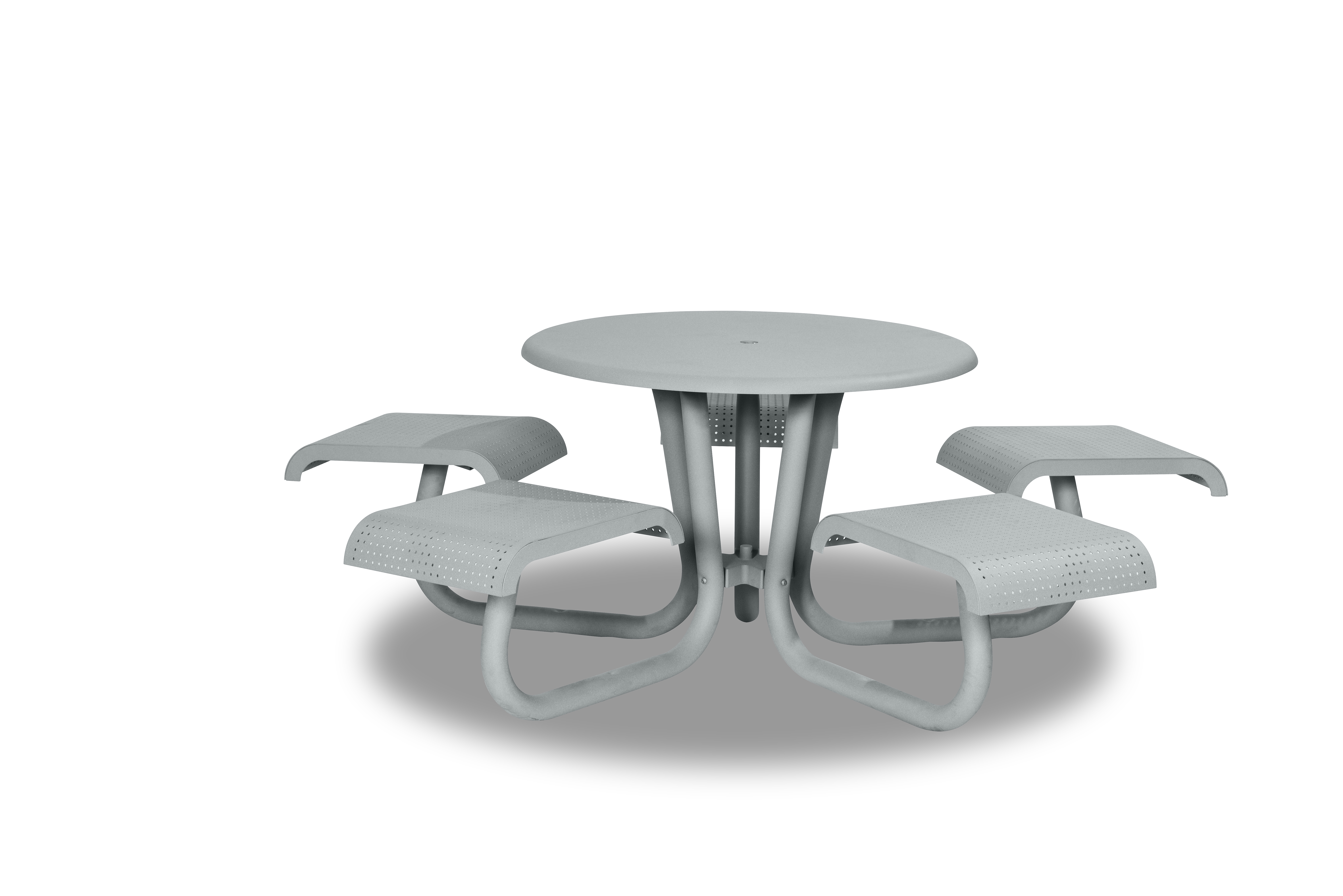 Portage 42 Inch Round Table with 5 Attached Flat Seats
