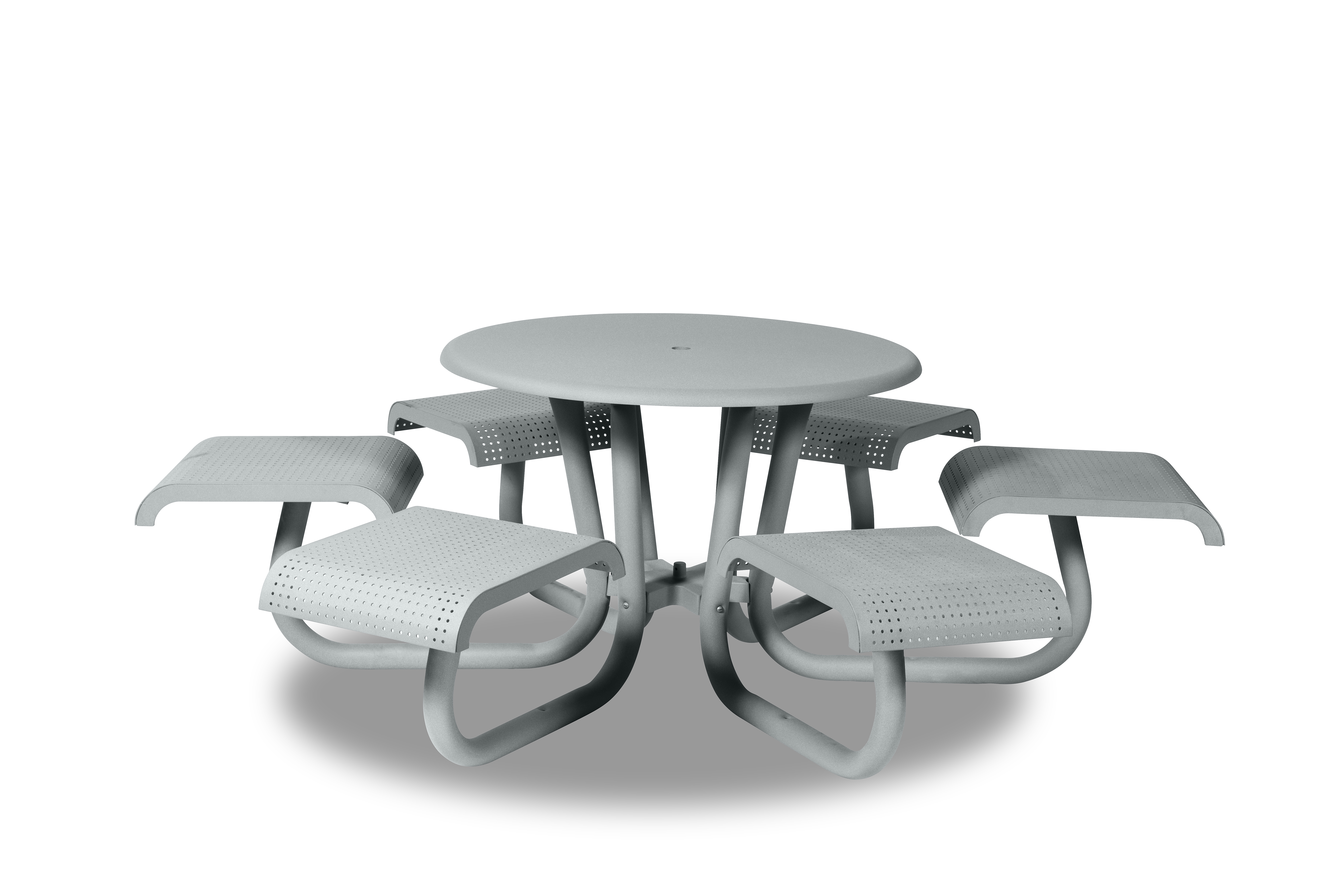 Portage 42 Inch Round Table with 6 Attached Flat Seats