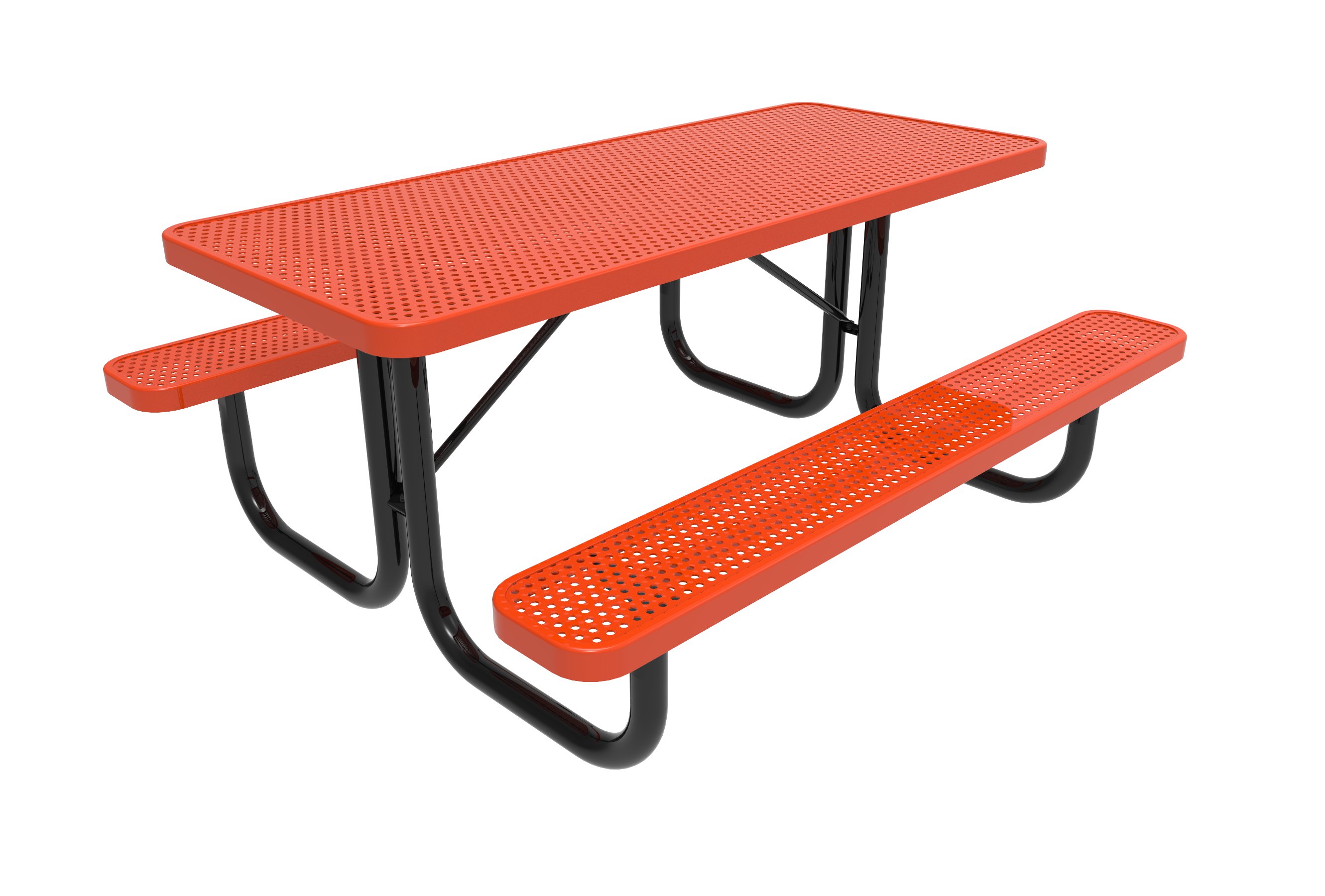 Rectangular Punched Steel Picnic Table with 2 Bench Seats