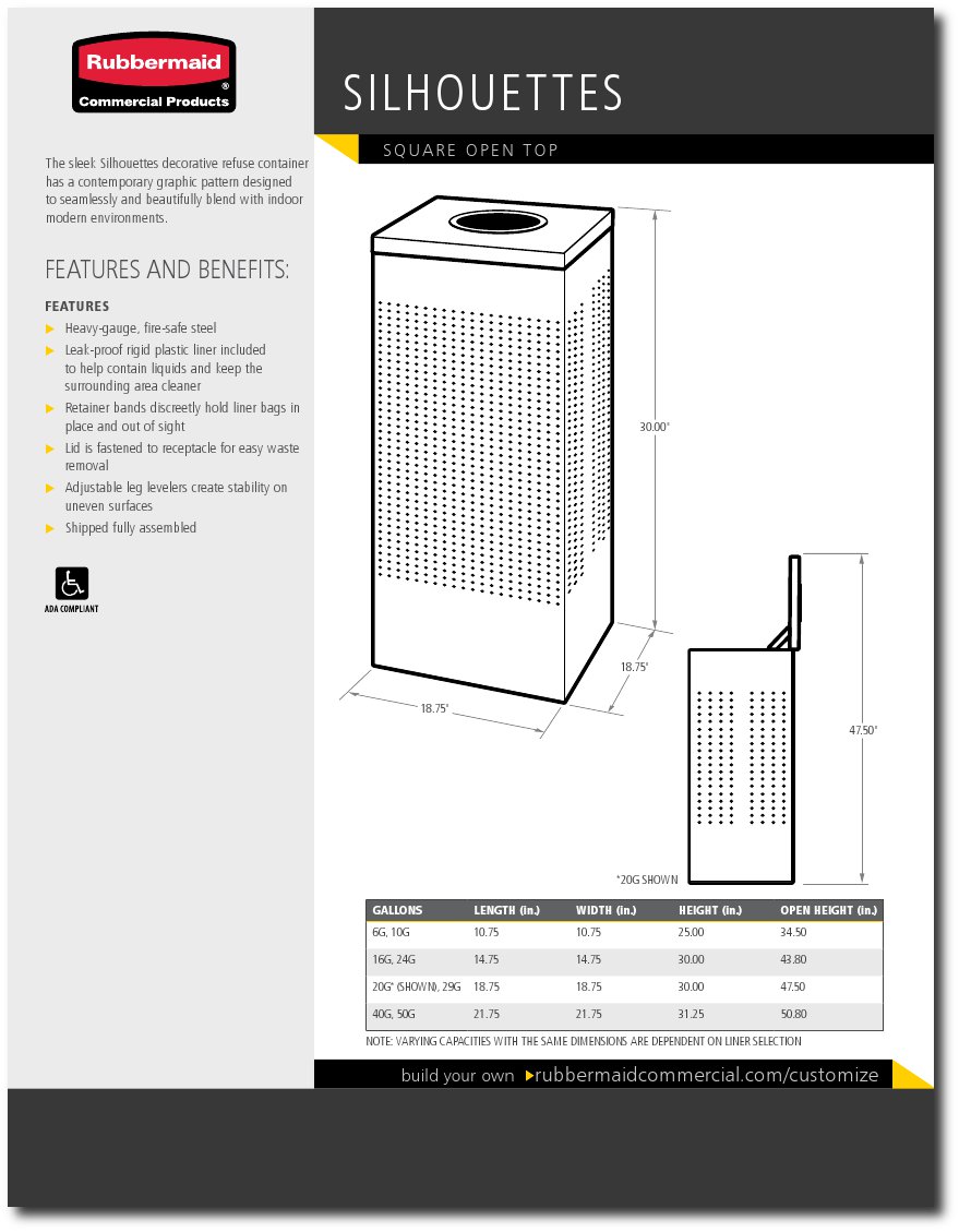 Silhouettes Collection Spec Sheets