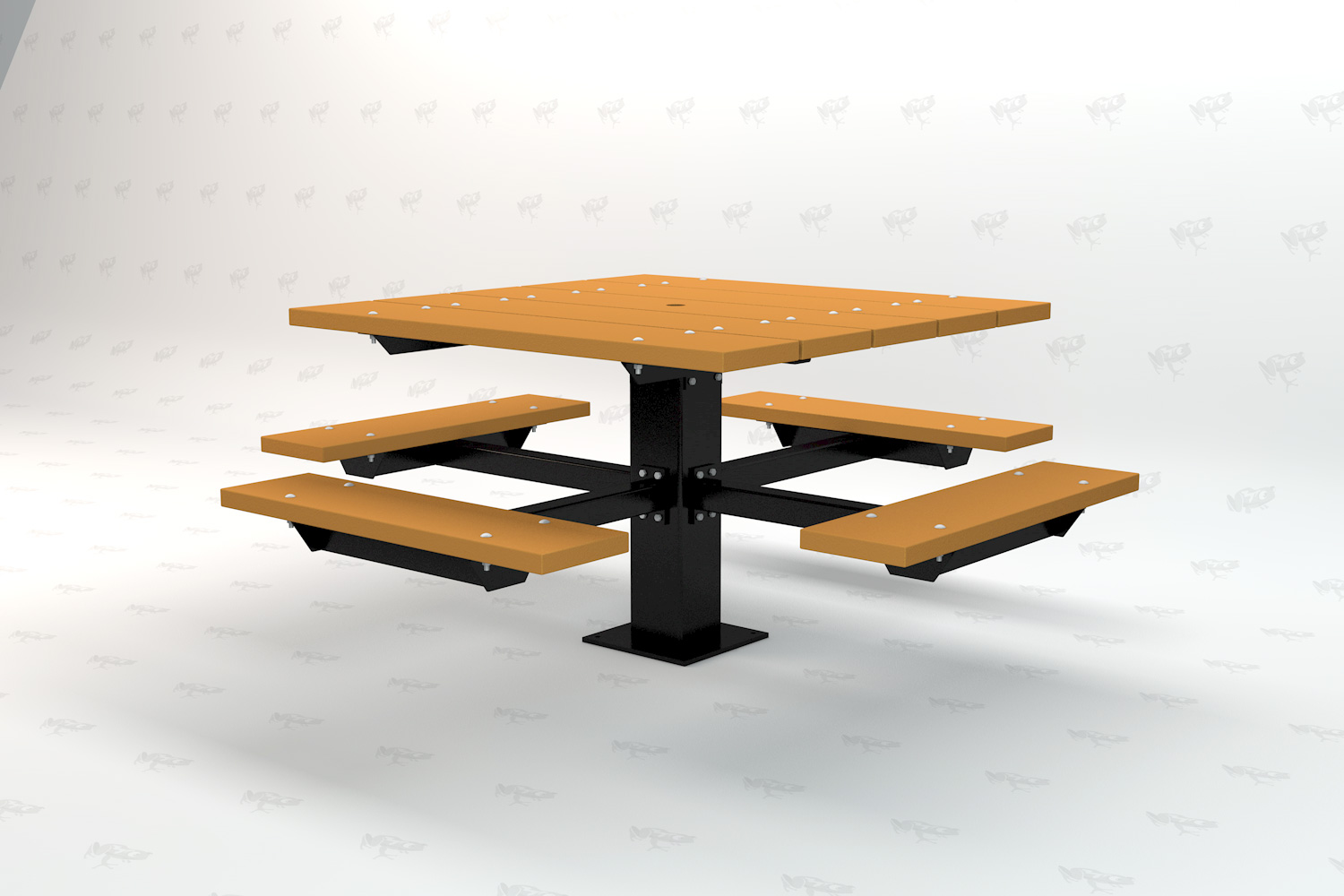 Single Pedestal Square Recycled Plastic Lumber Picnic Table