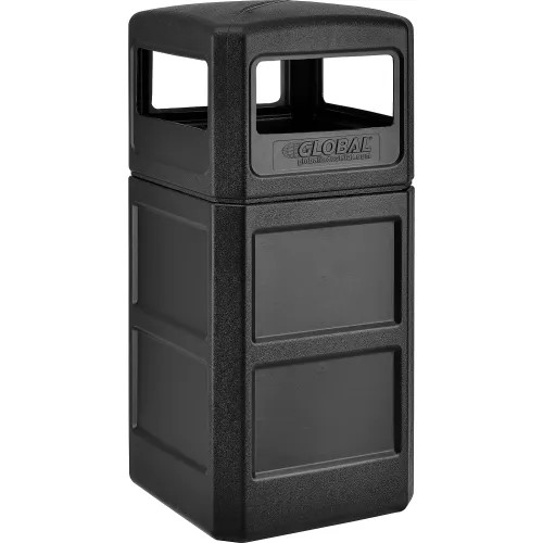 Square 42 Gallon Plastic Trash Receptacle with Dome Lid