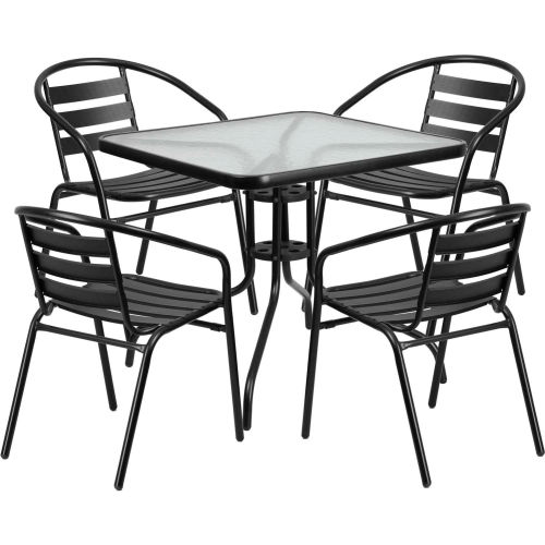Square Glass Top Outdoor Dining Set