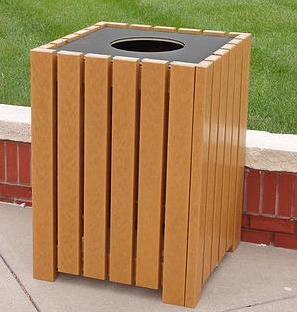 Square Recycled Plastic Lumber Trash Receptacle