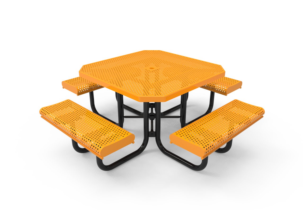 Octagonal Punched Steel Picnic Table with Rolled Edge Seats