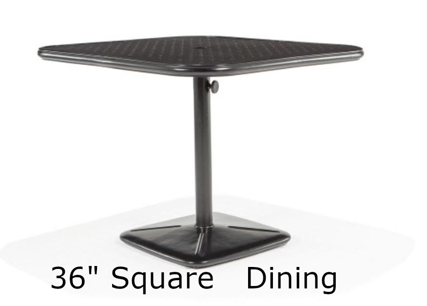 36 Inch Square Stamped Aluminum Top Pedestal Dining Table