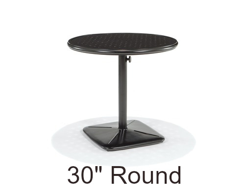Stamped Aluminum 30 Inch Round Pedestal Cafe Table