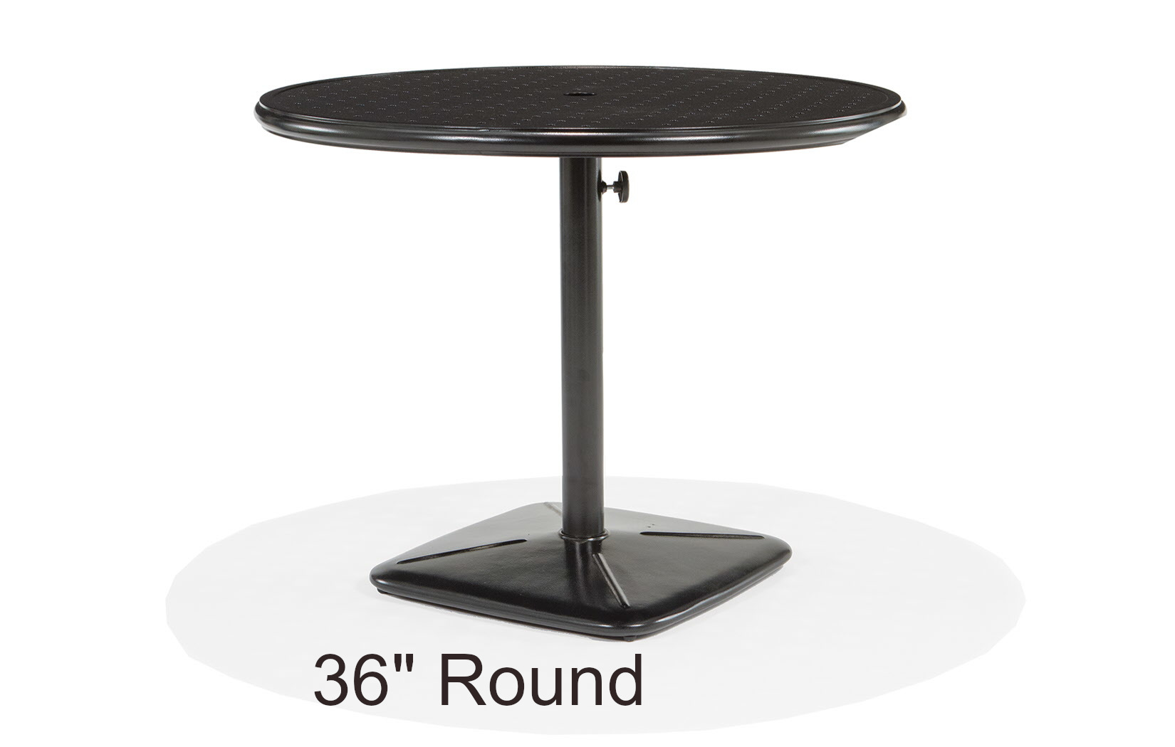Stamped Aluminum Top 36 Inch Round Pedestal Cafe Table