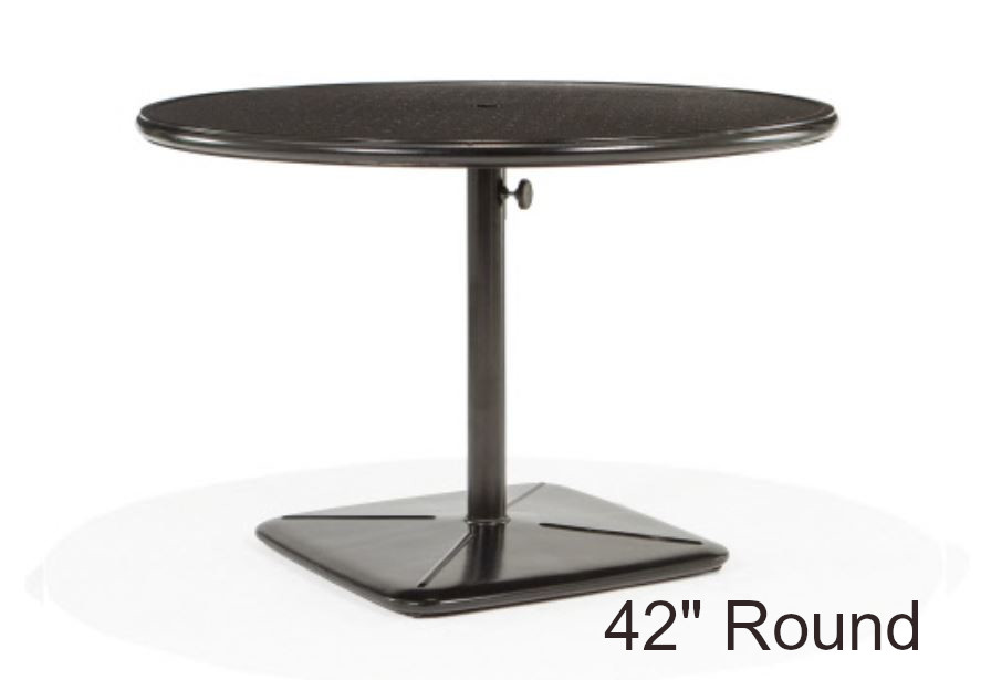 Stamped Aluminum Top 42 Inch Round Pedestal Cafe Table