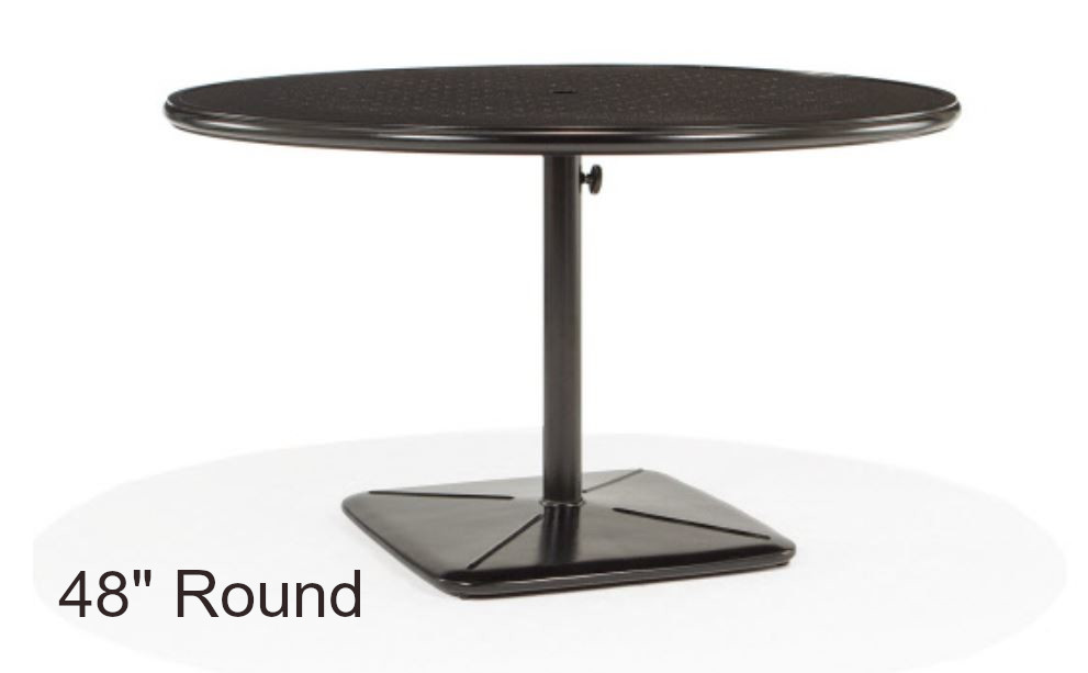 Stamped Aluminum Top 48 Inch Round Pedestal Dining Table