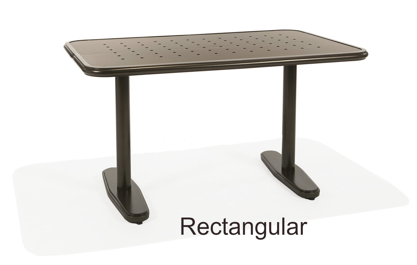 Stamped Aluminum Top Rectangular Pedestal Cafe Table