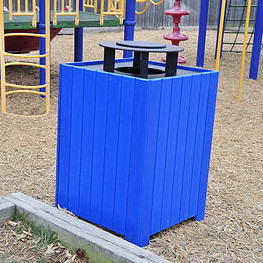Standard 32 Gallon Recycled Plastic Lumber Trash Receptacle with Bonnet Top