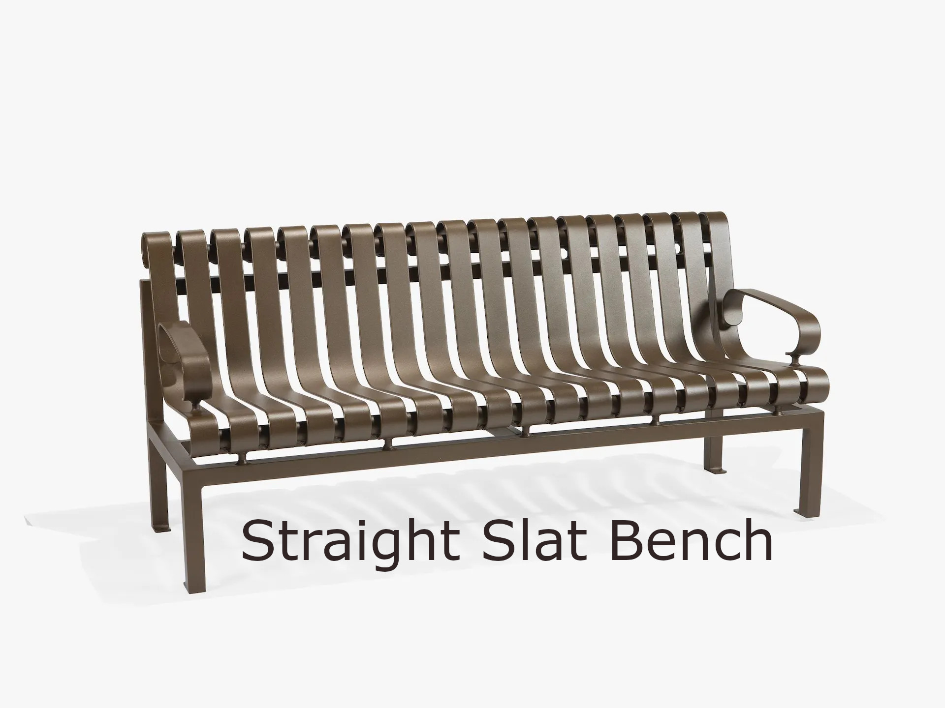 Straight Aluminum Slat Bench with Arms