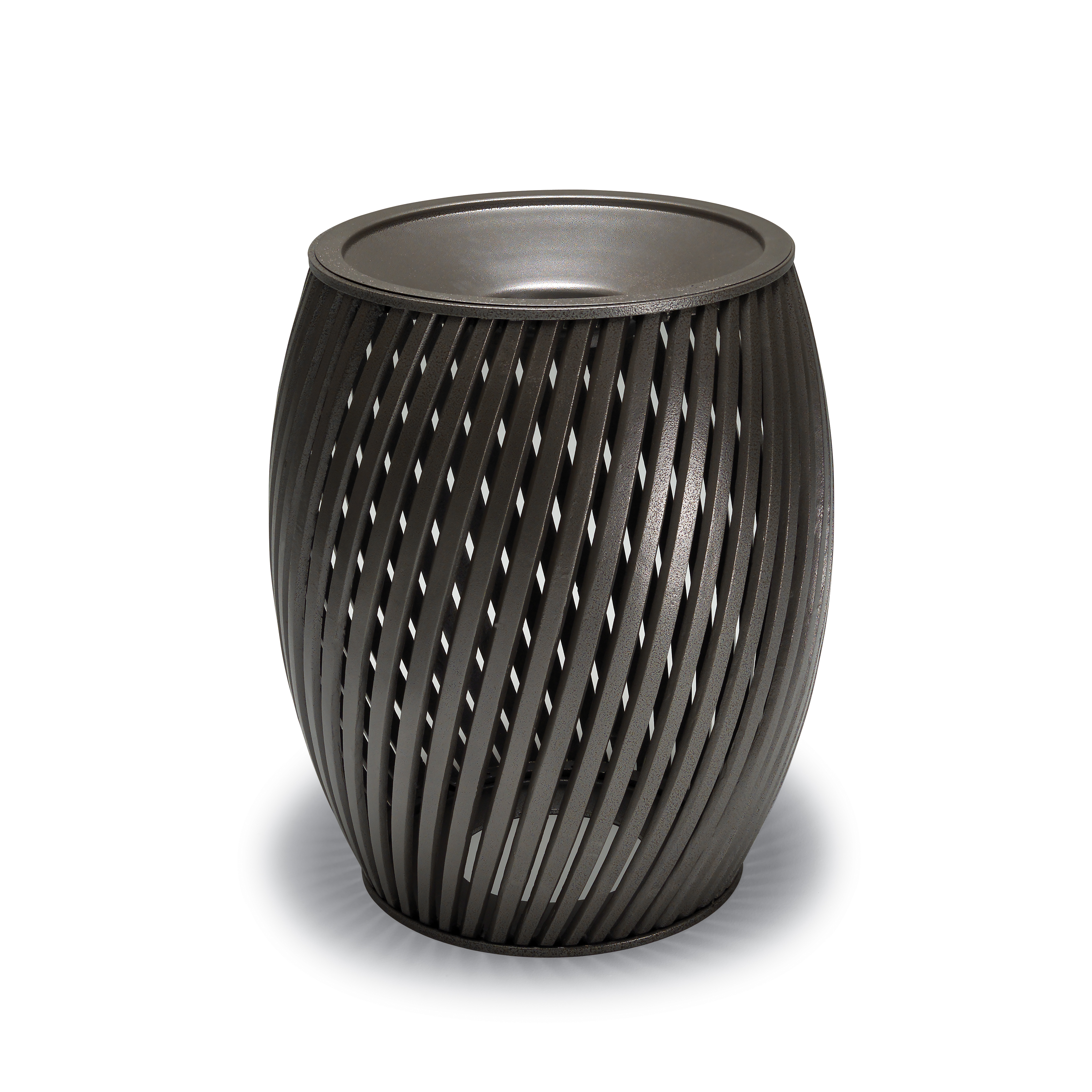 UrbanScape Style A Spiral Slat Trash Receptacle with Open Top