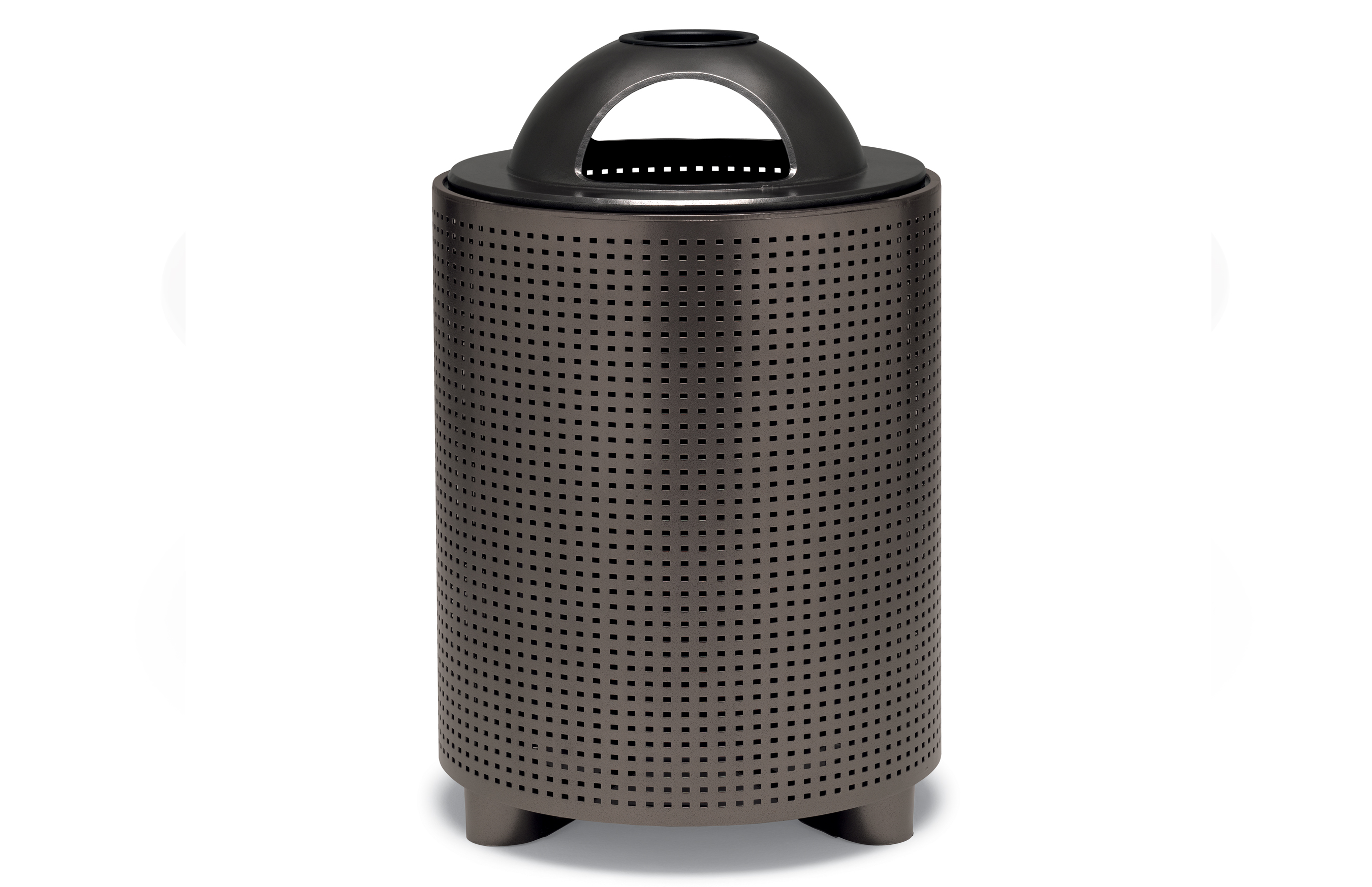UrbanScape Style E Square Perforation Trash Receptacle with Ash Bonnet Top