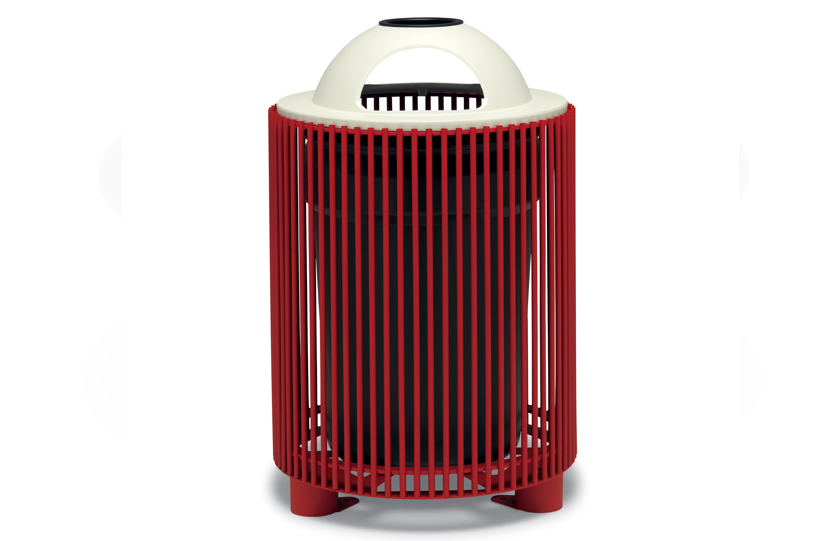 UrbanScape Style E Steel Rod Trash Receptacle with Ash Bonnet Top