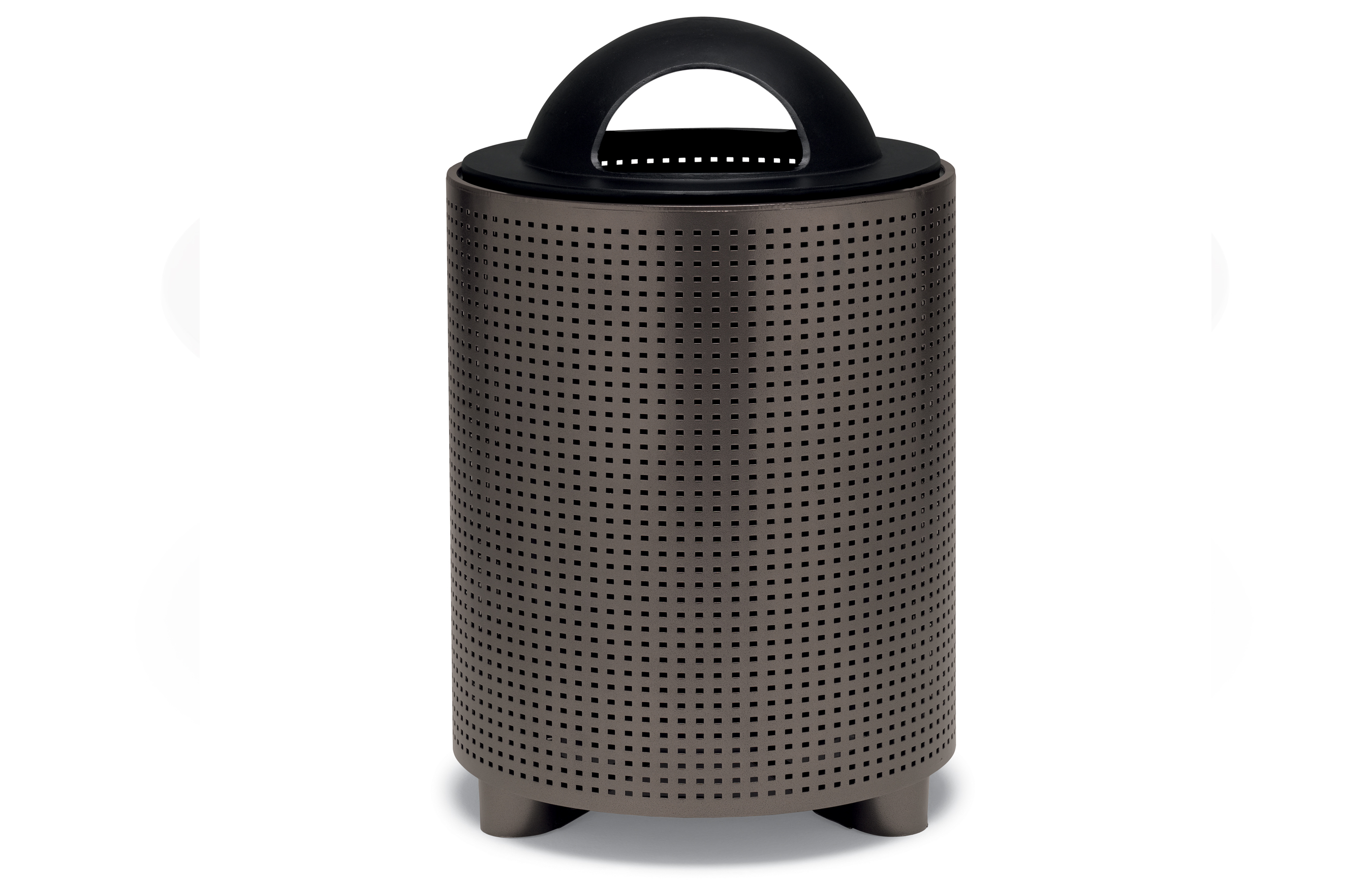 UrbanScape Style E Square Perforation Trash Receptacle with Bonnet Top